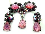 Vintage Red Claudette Pin and Earring Set