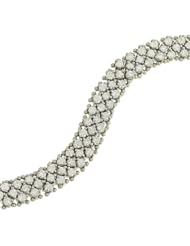 3 Row Round prong Set Diamond Bracelet w/Beaded Accent