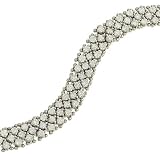 3 Row Round prong Set Diamond Bracelet w/Beaded Accent