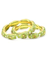 Chamak by priya kakkar 2 Olive Green Crystal Bangle Bracelet and Gold Hardware