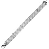 Rhodium Plated Sterling Silver Soft Mesh 7.5in Bracelet with 0.02 Ct Tw Diamond Accent