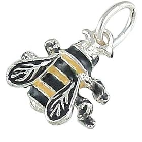 Bumble Bee Vintage Style 925 Sterling Silver and Enamel 3D Traditional Charm