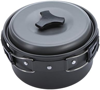 GlobalHouse Portable Non-stick Cooking Pot Set with Foldable Handles for Camping Hiking Picnic, Practical Campfire Cookware Utensil Cook Set
