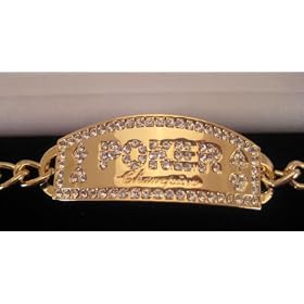Poker Champion Gold Link Bracelet with Swarovski Crystals