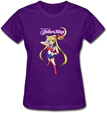 XIADA Women's Sailor Moon R The Movie Cartoon O-Neck Tee Shirts Purple XXL