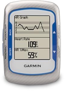 Garmin Edge 500 - Navegador GPS para bicicletas, con pulsómetro y sensor de cadencia, color azul/ plateado