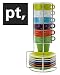 Present Time: Espresso Tower Set w/ Saucers - Flower Patchwork Style