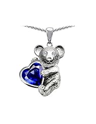 Original Star K (tm) Love Bear Hugging Birthstone of 8mm Heart Shape
