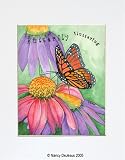 Monarch on Cone Flowers with Mat by Nancy DeJesus