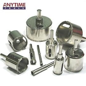 Anytime Tools 10 piece DIAMOND DUST HOLE SAW DRILL BIT for TILE GLASS MARBLE ROCK