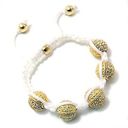Gold Celebrity Style Ball With White Double Knot Fashion Bracelet
