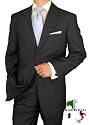 Gino Valentino Made in Italy Wool / Silk Mens Suit 150's Hand Made Two Button Canvas Front Jacket Flat Front Pants Custom Working Buttonholes Business Suit Charcoal