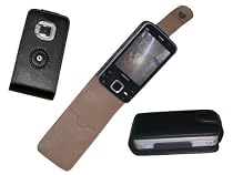 Leather Case for Nokia N96 mobile. Black Carry flip Case for N 96. Best Puch case for Smartphone with belt clip