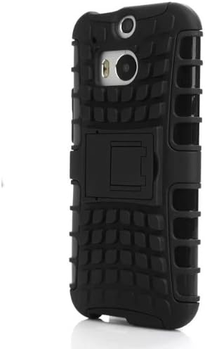 Sean Dual Hybrid Protective Armor Stand Case for HTC One M8 (2014) + 1 Pcs Sean Smile Case (Black)