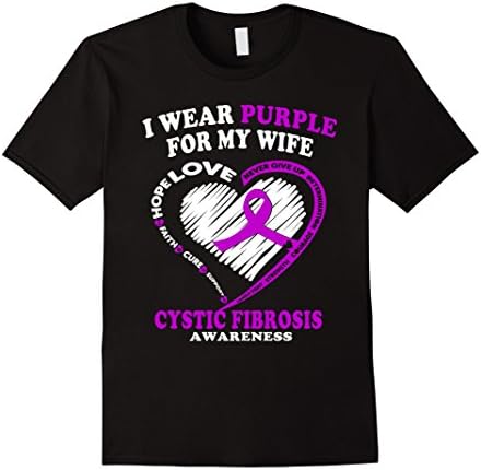 Men's Cystic Fibrosis Shirt - I Wear Purple For My Wife XL Black