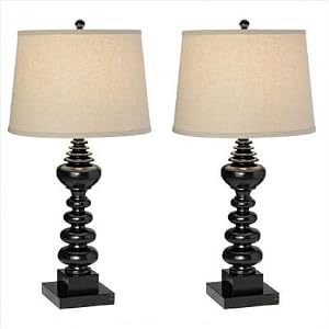 Gallery Velocity Table Lamp in Black with Brushed Gold (Set of 2)