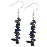 Sterling Silver Blue Streak Stone Chip Dangle Earrings by Pugster