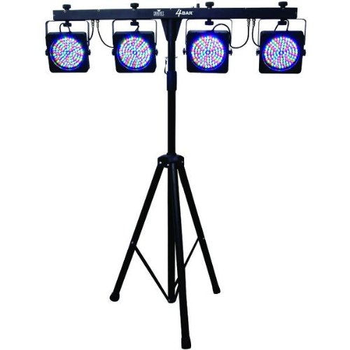 Brand New Chauvet 4bar 15 Channel Packaged Wash Light System with Rgb Controls of 4 Lights + Includes Travel Bags + Tripod Stand + Footswitch Controller