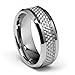 TWJC 8mm White Carbon Fiber Inlay Men's Tungsten Wedding Band - Size 9