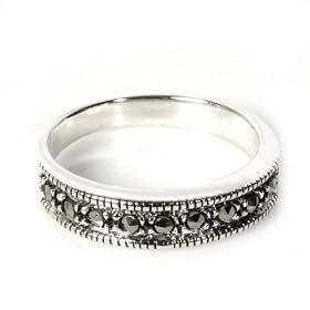 Sterling Silver Marcasite Ring - Size: 5-9 by Toltec Trading Company
