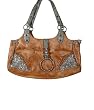 Blue Elegance Tan Faux Leather Crystal Studded Bag