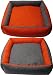 Luxus Hundebett Hundesofa Hundekissen 4in1 Couch Premium Qualität - EU Produkt, Größe/Farbe:90x65 grau/orange - 0984
