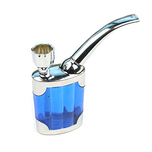Qianyi Dual Purpose Portable Smoke Pipes Water Tobacco Pipe Cigarette Holder Smoking Hookah Filter (Blue)