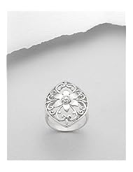 Flower Ring In 92.5 Sterling Silver