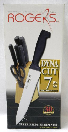 Rogers 7pc Dyna Cut Stainless Steel Knife Set w/Hardwood Block