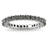 Sterling Silver 1 CT TDW Round Diamond Black Eternity Ring