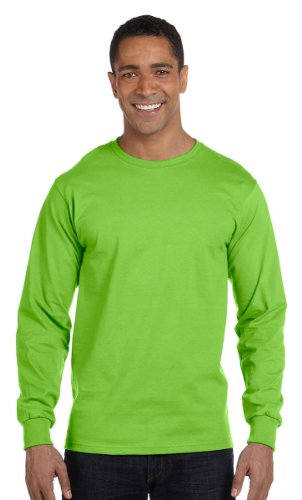 Hanes Men's Long-Sleeve Crewneck Beefy T-Shirt, Smoke Gray, Large