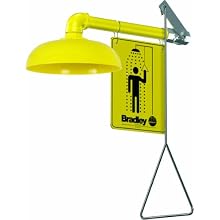 Bradley S19-120 Galvanized Steel 1 Spray Head Horizontal Supply Safety Shower with Plastic Showerhead, Wall Mount, 20 GPM Water Flow, 9" Width x 25-1/2" Height x 15-3/4" Depth