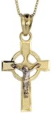 10ct Yellow Gold 18 Thin Box Chain, w/ 13/16 (20mm) tall Presbyterian Cross Pendant