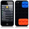 iPhone 4S / iPhone 4 Lego Brick Style Silicone Skin Case / Cover / Shell - Black Part Of The Qubits Accessories Range