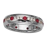 0.85 cttw Genuine Ruby Eternity Band by Karina B(tm) in 18k White Gold Size 4