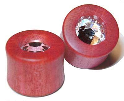 00g Gauge 9.2mm Organic Pink Ivory Swarovski Crystal Inlayed Double Flared Plugs