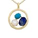 18k Yellow Gold Plated Sterling Silver Lapis Lazuli, Chinese Blue Turquoise, White Shell and Crysta