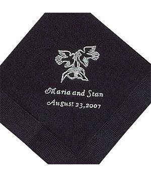 Personalized Wedding Gifts - Wedding Dinner Napkins - Set of 50,Black,Doves