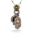 Amaro Necklace - Hamsa Amulet in Jet and Diamond Tones #53870 AMK ONK