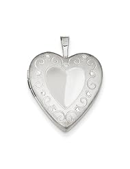 Sterling Silver 20mm Diamond-Cut Heart Locket