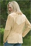 Women's Suede Shirt/Jacket with Fringe, OLD RUST, Size LARGE (12)