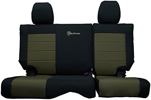 Trek Armor Jeep Seat Covers, Black on Black Rear Bench Seat Covers for 2007 to 2010 Jeep Wrangler Jk. Pair