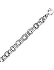 Sterling Silver Rhodium Plated Fancy Diamond Cut Double Chain Bracelet