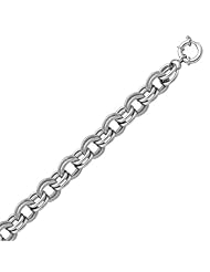 Sterling Silver Rhodium Plated Fancy Diamond Cut Double Chain Bracelet