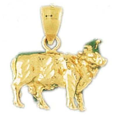 Cheap Girls Jewelry Dazzlers Solid 14k Gold 3D Cow Charm Pendant Available in three colors from jewelsberry (weights: 3.2 grams only) For Sale