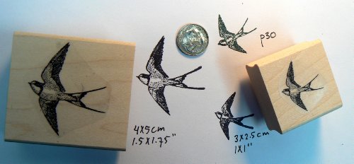 2 Swallow Birds Rubber Stamps P30 Small and Larger P30