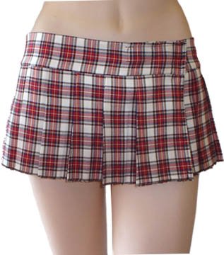 Sexy School Girl Mini Skirt in Red and White Plaid Junior Size Adult