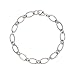 Platinum Overlay Sterling Silver Oval Link Charm Bracelet 7.5"