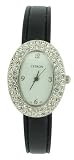 Citron Ladies Stone Set Fashion Watch with White dial and Black Strap