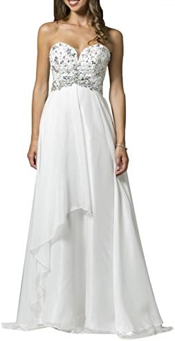 herrydress Strapless Sweetheart Neckline Embellished White Quinceanera Dress